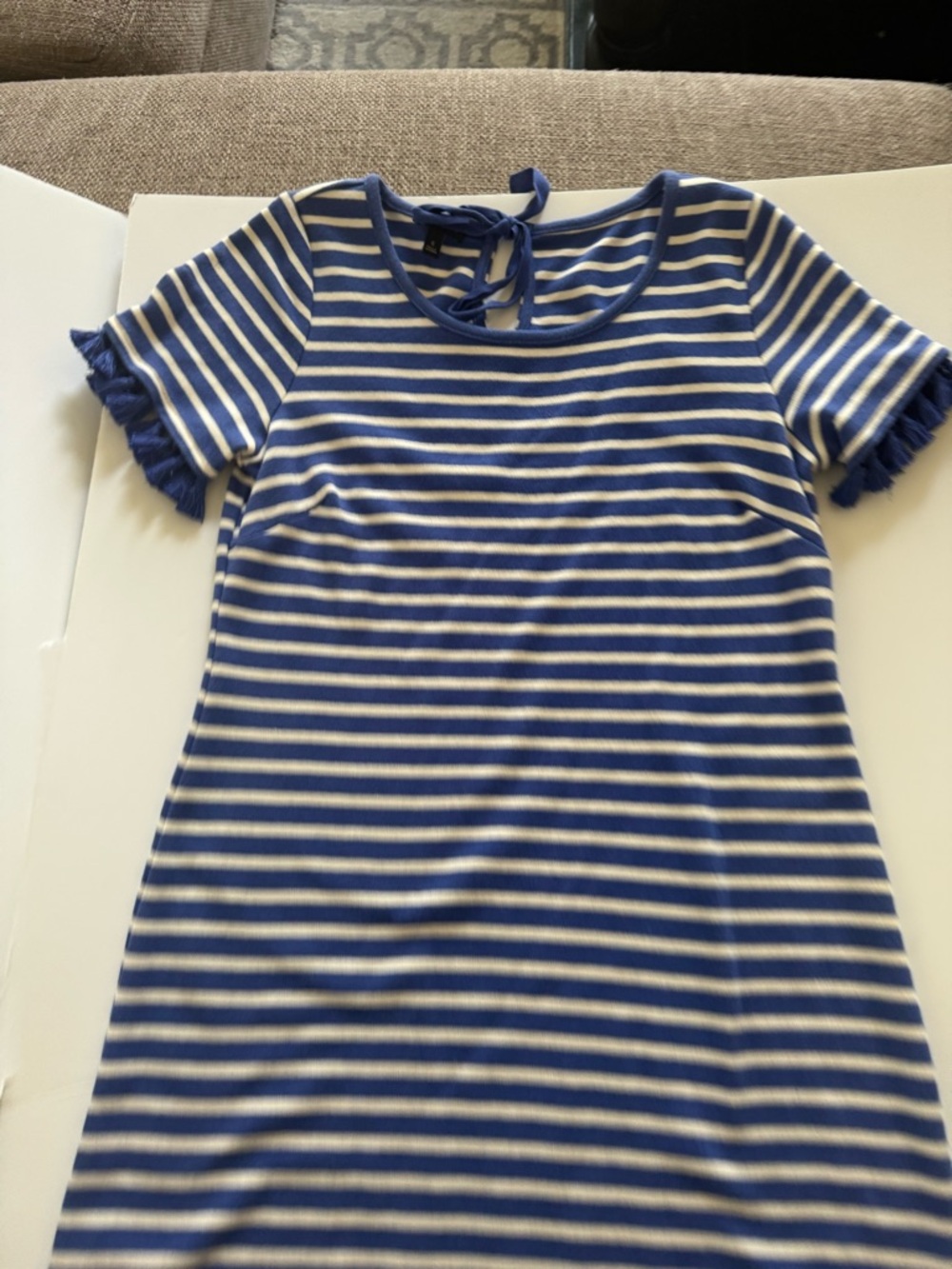 Talbots Blue and White Striped Short-Sleeve Tee Dress Small - Picture 6 of 7